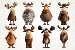 Funky Moose Clipart Bundle 38 PNG Animals | Cartoon Moose Product Image 5