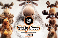 Funky Moose Clipart Bundle 38 PNG Animals | Cartoon Moose Product Image 1