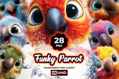 Funky Parrot 28 PNG Clipart Bundle 4K UHD Product Image 1