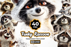 Funky Raccoon Clipart Bundle 40 PNG Product Image 1