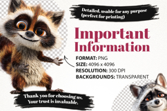 Funky Raccoon Clipart Bundle 40 PNG Product Image 6