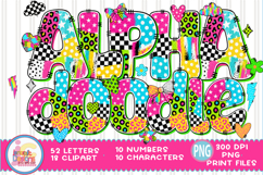 Retro Doodle Letters Alphabet, Doodle Sublimation Letters Product Image 1