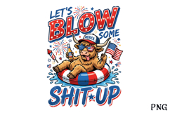 Funny 4th of July Highland Cow PNG Product Image 1