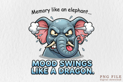Funny Angry Elephant Sublimation PNG Product Image 1