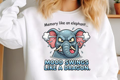 Funny Angry Elephant Sublimation PNG Product Image 2