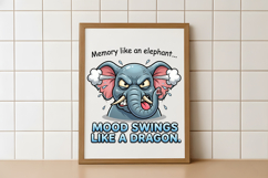 Funny Angry Elephant Sublimation PNG Product Image 5