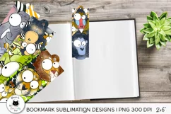 funny safari animal bookmarks on a book