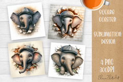 Funny animal, Broken Brick Wall coaster Print Coaster Design Product Image 1