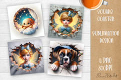 Funny animal night clouds coaster design Product Image 1