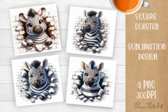 Funny animal, Broken Brick Wall coaster Print Coaster Design Product Image 1