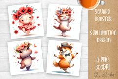 Funny animal Coaster Sublimation |cute animal Product Image 1