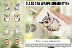Glass Can Funny Animal Faces Product Image 1