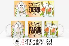 farm life mug wraps with sheep and ducks with a quote  shown on mugs