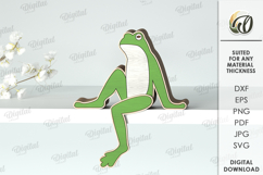 Funny Animal Shelf Sitter Decor Laser Cut. Frog SVG Product Image 1