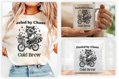 Raccoon Shirt SVG, Funny Animal SVG, Iced Coffee T-shirt, Fueled by Chaos SVG, Cold Brew SVG, Biker Raccoon Clipart, Coffee Lover SVG, Chaos Raccoon Design, Funny Raccoon Shirt, Animal Coffee SVG
