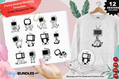 Funny Animal Wearing Television Clipart Set Product Image 1