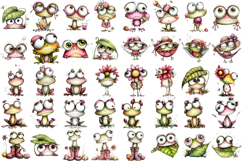 Funny Watercolor Animals Clipart Bundle PNG, Chameleon, Frog Product Image 2