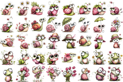 Funny Watercolor Animals Clipart Bundle PNG, Chameleon, Frog Product Image 4