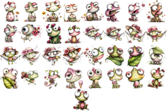 Funny Watercolor Animals Clipart Bundle PNG, Chameleon, Frog Product Image 5