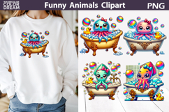 Pink Jellyfish Rainbow Squid Clipart | Golden Bubble Bath Product Image 1