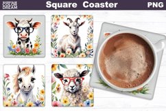 Spring Animals Square Coaster | Animals Flowers Coaster Product Image 5