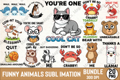 Funny Animals Quote Sublimation Bundle, Funny PNG Designs Product Image 1