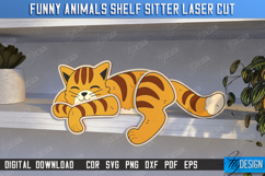 Funny Cat Shelf Sitters Laser Cut | Wooden Animals Figurine Product Image 1
