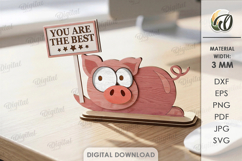 Funny Animal Stand Laser Cut. Stand Decor.Pig SVG Product Image 1