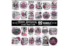 Funny Antisocial skulls sublimation bundle 60 designs PNG Product Image 3
