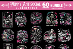 Funny Antisocial skulls sublimation bundle 60 designs PNG Product Image 5