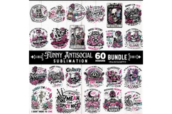 Funny Antisocial skulls sublimation bundle 60 designs PNG Product Image 2
