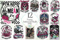 Funny Antisocial Skulls PNG Sublimation Bundle Product Image 1