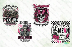 Funny Antisocial skulls PNG Product Image 1