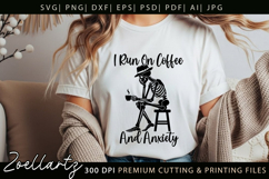 Funny Mental Health SVG Coffee &amp; Anxiety Sarcastic T-shirt Product Image 4