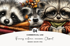 Funny autumn raccoon Clipart Product Image 1