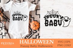 Funny baby Halloween cut file being used as a baby Halloween onesie print