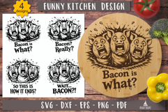 Funny Bacon Shocked Pig SVG Kitchen Cutting Board 