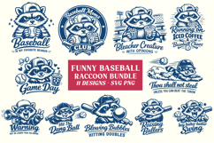 Funny Baseball Raccoon Bundle SVG - 11 Designs - Trash Panda Product Image 1