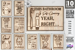 Funny Bathroom Wall Art Laser Cut Bundle | Sarcastic Signs Product Image 1