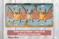 Shabby Bat License Plate PNG | Halloween Car Plate Design Product Image 1