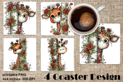 Happy Easter Square Coaster Sublimation. Funny giraffe Product Image 1