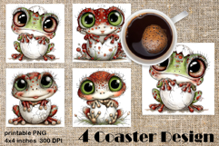 Happy Easter Square Coaster Sublimation. Funny frog Product Image 1