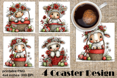 Happy Easter Square Coaster Sublimation. Funny sheep Product Image 1
