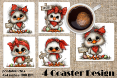 Happy Easter Square Coaster Sublimation. Funny owl Product Image 1