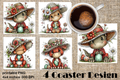 Happy Easter Square Coaster Sublimation. Funny dragon Product Image 1