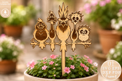 Funny Birds Garden Stake Laser Cut SVG Product Image 1