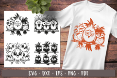 Funny birds svg Crazy Whimsical birds on a wire