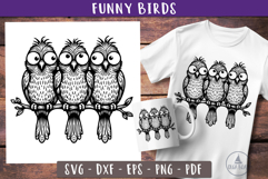 Funny birds svg | Whimsical birds on a wire clipart Product Image 1