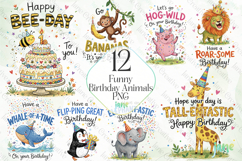 Funny Birthday Animals PNG Clipart Bundle Product Image 1