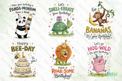 Funny Birthday Animals PNG Clipart Bundle Product Image 6